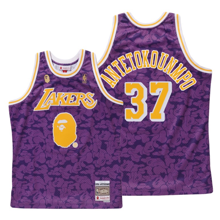 Men's Los Angeles Lakers Kostas Antetokounmpo #37 NBA BAPE X Mitchell Hardwood Classics Purple Basketball Jersey IXA1883AN